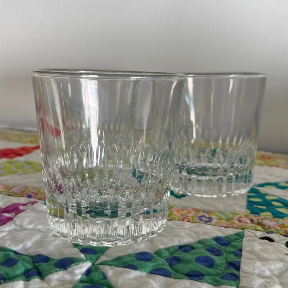 Vintage 70s Crisal Portugal Lead Crystal Cut Glass Old Fashioned Whiskey Glasses
